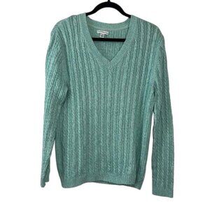 Croft & Barrow Womens Cable Knit V-Neck Sweater Mint Green Size L